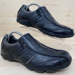 Skechers "Diameter" Black Leather Slip On Loafers